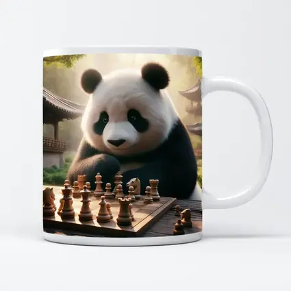 Panda Playing Chess in Chinese Garden
