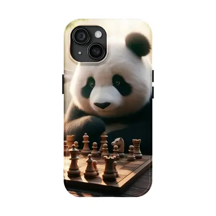 Panda Playing Chess in Chinese Garden