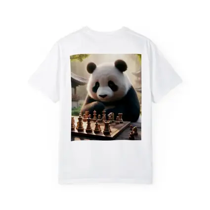 Panda Playing Chess in Chinese Garden