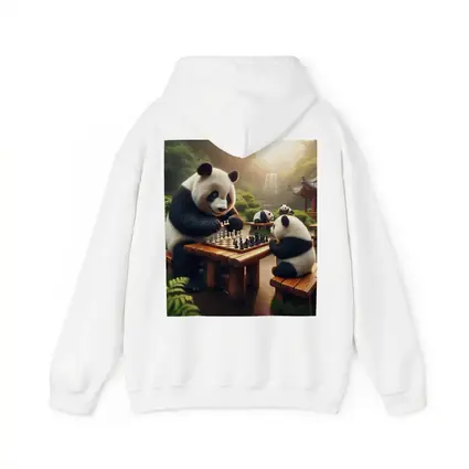 Pandas Playing Chess in Forest Garden