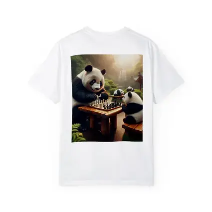 Pandas Playing Chess in Forest Garden