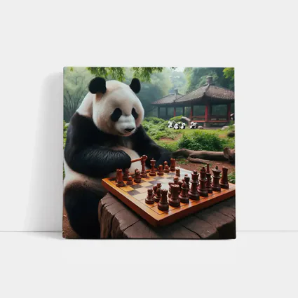 Giant Panda Playing Chess Forest Garden