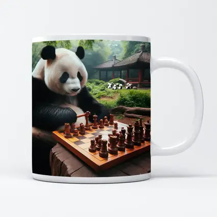 Giant Panda Playing Chess Forest Garden