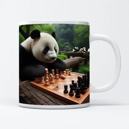 Giant Panda Playing Chess in Forest