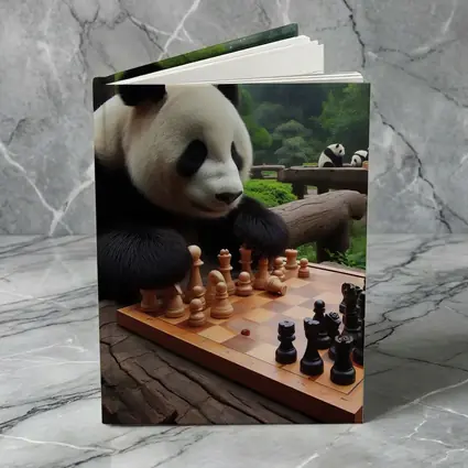 Giant Panda Playing Chess in Forest