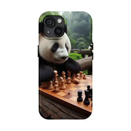 Giant Panda Playing Chess in Forest
