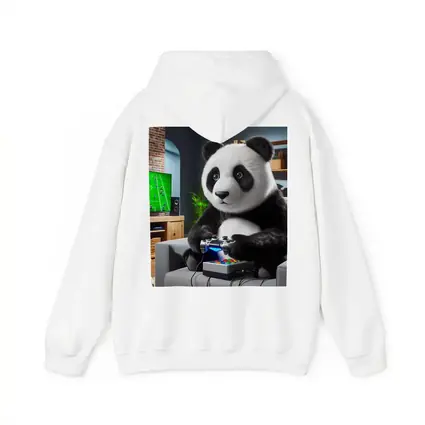 Panda Playing Video Games on Couch