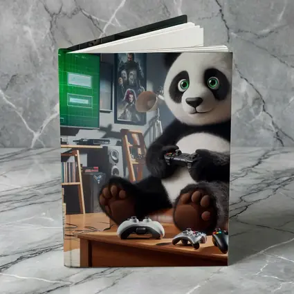 Panda Playing Video Games Cozy Living Room