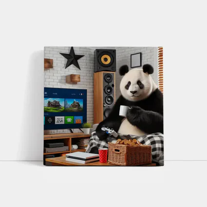 Panda Gaming Cozy Living Room Scene