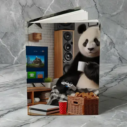 Panda Gaming Cozy Living Room Scene