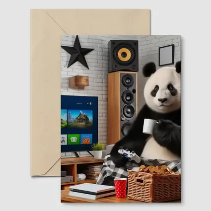 Panda Gaming Cozy Living Room Scene
