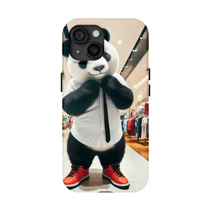 Panda Bear Dressed Up In Clothing Store