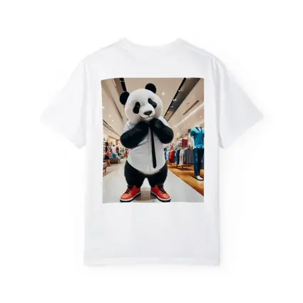 Panda Bear Dressed Up In Clothing Store