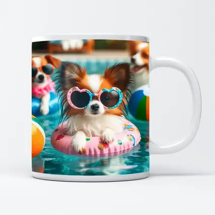 Papillon Dog Sunglasses Pool Party Summer
