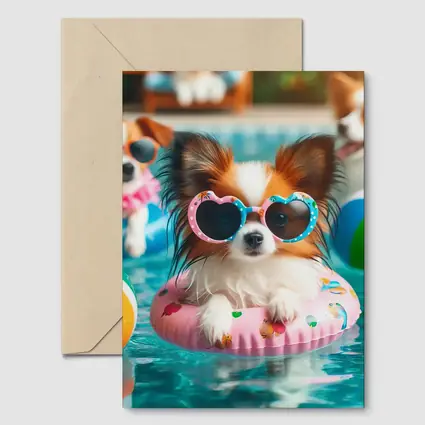 Papillon Dog Sunglasses Pool Party Summer