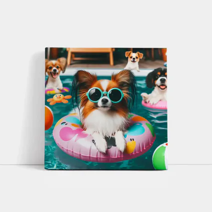 Papillon Dog Pool Party Summer Fun