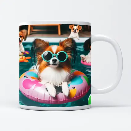 Papillon Dog Pool Party Summer Fun
