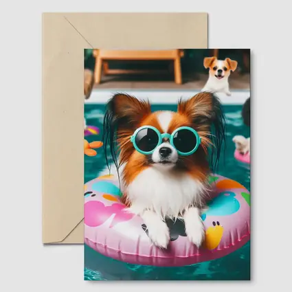 Papillon Dog Pool Party Summer Fun