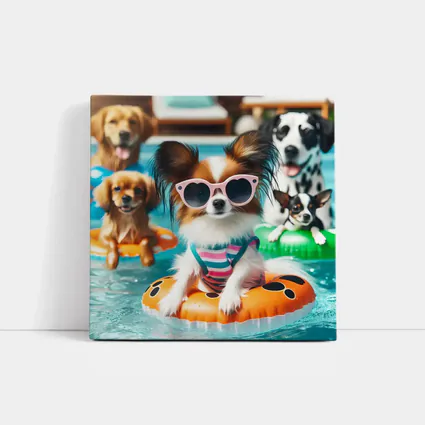 Papillon Dog Pool Party Summer Fun