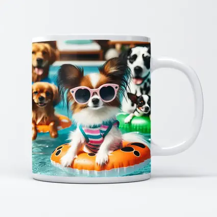 Papillon Dog Pool Party Summer Fun
