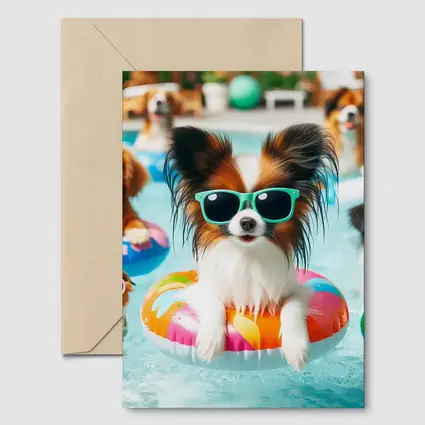 Papillon Dog Sunglasses Pool Party Summer