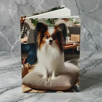 Papillon Dog Sitting on Pillow Indoors