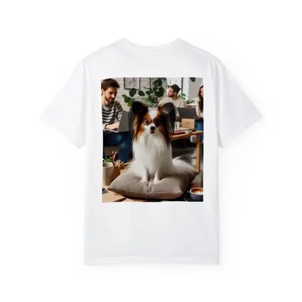 Papillon Dog Sitting on Pillow Indoors