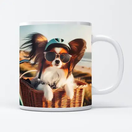 Papillon Dog Sunglasses Helmet Beach Basket
