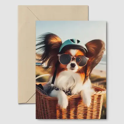 Papillon Dog Sunglasses Helmet Beach Basket