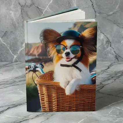 Papillon Dog Sunglasses Bicycle Basket Coastal Road