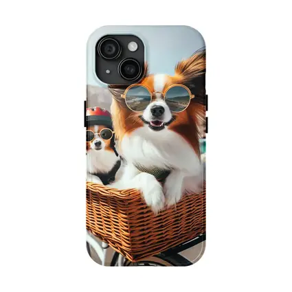Papillon Dogs Sunglasses Bicycle Basket Coastal