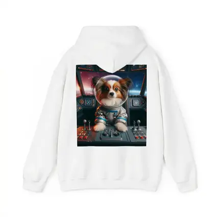 Papillon Dog Astronaut Piloting Space Cockpit