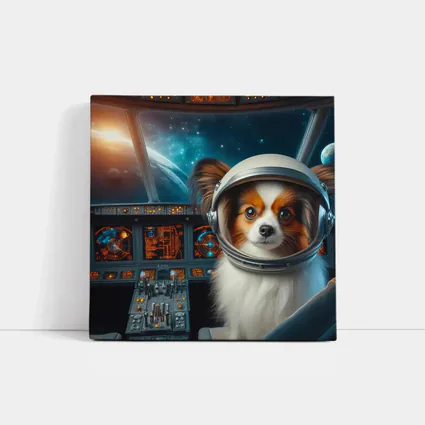 Papillon Dog Astronaut Space Cockpit Art