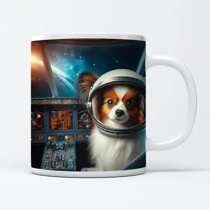 Papillon Dog Astronaut Space Cockpit Art