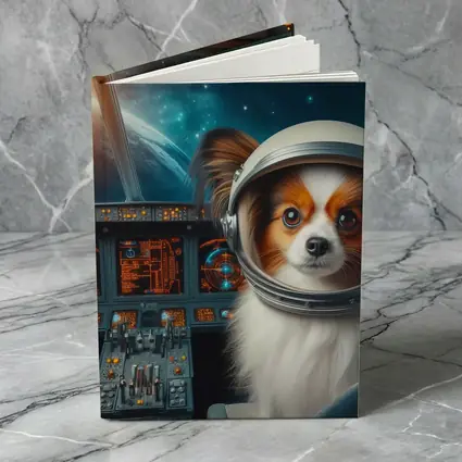 Papillon Dog Astronaut Space Cockpit Art