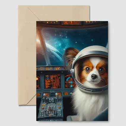 Papillon Dog Astronaut Space Cockpit Art
