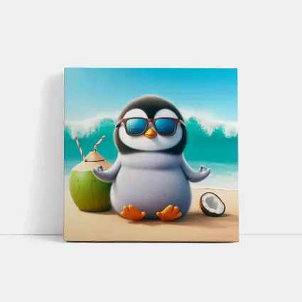 Cool Penguin With Sunglasses On Tropical Beach