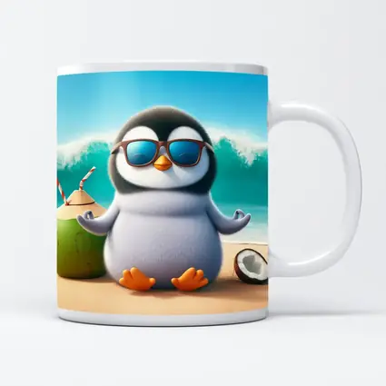 Cool Penguin With Sunglasses On Tropical Beach