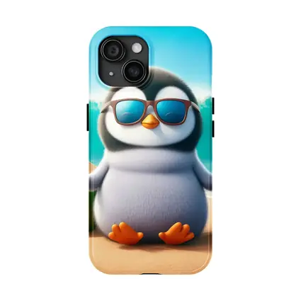 Cool Penguin With Sunglasses On Tropical Beach