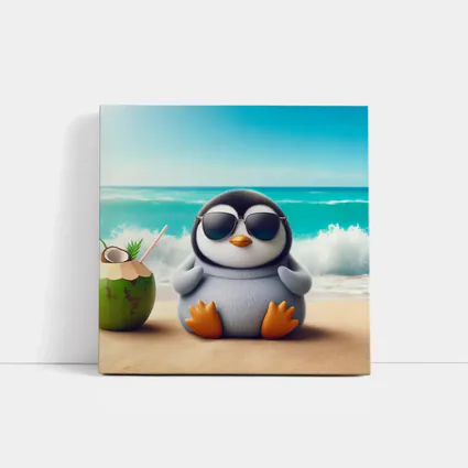 Cool Penguin With Sunglasses On Beach