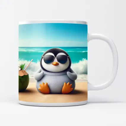 Cool Penguin With Sunglasses On Beach