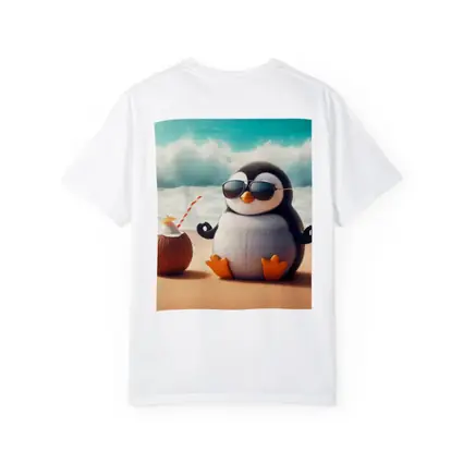 Cool Penguin Meditating On Sunny Beach
