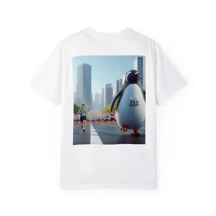Penguin Running City Marathon Race Art