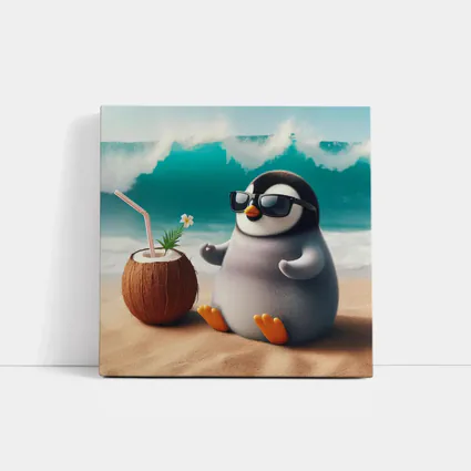 Cool Penguin Relaxing On Sunny Beach