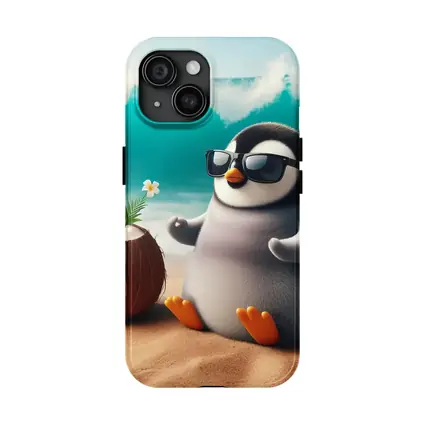 Cool Penguin Relaxing On Sunny Beach