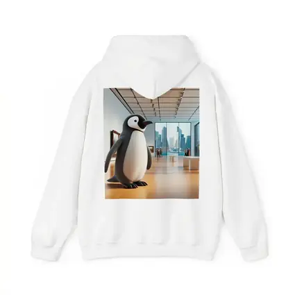 Cute Penguin Standing Inside Modern Art Gallery