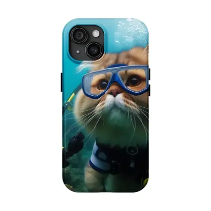 Exotic Shorthair Cat Scuba Diving Underwater