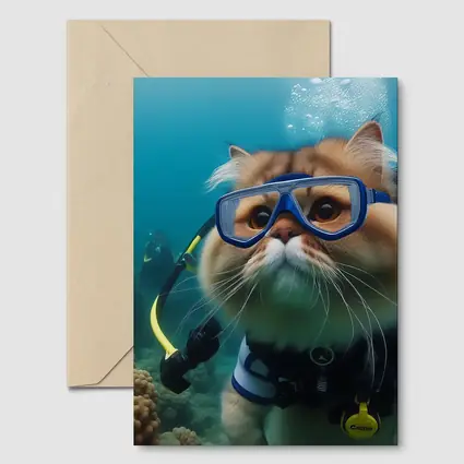 Exotic Shorthair Cat Scuba Diving Underwater