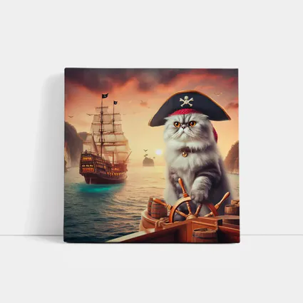 Persian Cat Pirate Ship Sunset Ocean