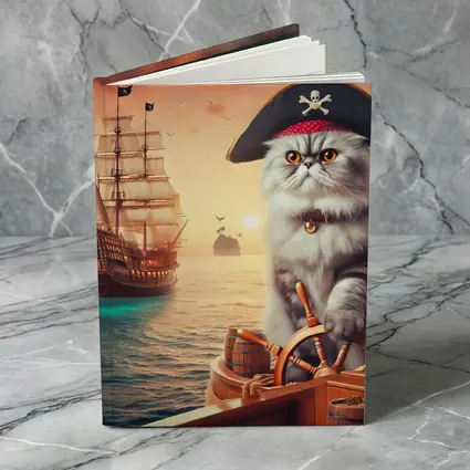 Persian Cat Pirate Ship Sunset Ocean